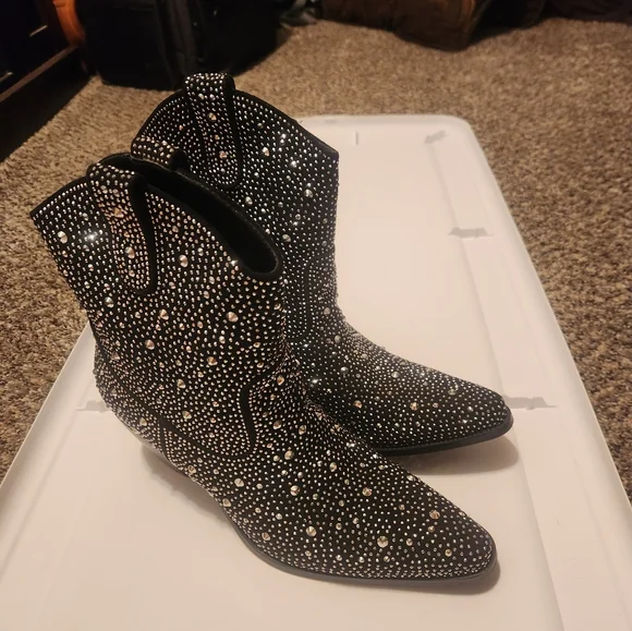 Studded Black Ankle Boots - Picture 4 of 8